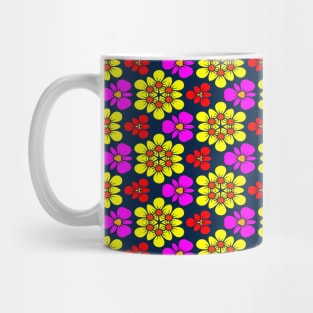 Yellow and Pink Flower Pattern Mug